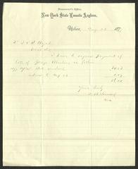 Letter to Dr. S. V. R. Bogert [Stephen Van Rensselaer Bogart], physician, Sailors' Snug Harbor, from T. W. Seward [Thomas], Treasurer of the New York State Lunatic Asylum, August 23, 1877