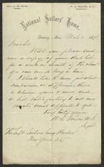 Letter to the Superintendent of Sailors' Snug Harbor [R. P. Smythe], from W. L. Faxon, MD, Superintendent, National Sailors' Home, March 1, 1878