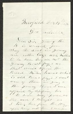 Letter to Captain Thomas Melville, Governor of Sailors' Snug Harbor, from John R. Clark, of Newfield, December 19, 1876