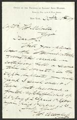 Letter to Captain Thomas Melville, Governor of Sailors' Snug Harbor, from Thomas Greenleaf, Controller, Office of the Trustees of Sailors' Snug Harbor, October 10, 1878