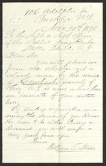 Letter to the Superintendent/Chief Officer, Sailors' Snug Harbor, from William T. [Thomas] Dixon, November 20, 1878