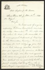 Letter to Dr. S. V. R. Bogert [Stephen Van Rensselaer Bogart], physician, Sailors' Snug Harbor, from H. [Horace] A. Buttolph, of the New Jersey State Asylum for the Insane, Morris Plains, N.J., December 21, 1879
