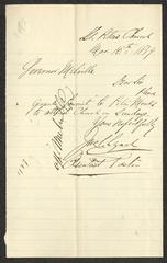 Letter to Captain Thomas Melville, Governor of Sailors' Snug Harbor, from Father J. Lynch, Assistant Pastor, St. Peter's Church, New Brighton, Staten Island, March 16, 1879