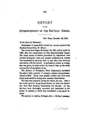 New York Nautical School Annual Report, 1882
