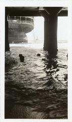 A view of the SS Morro Castle from under a dock