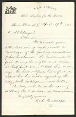 Letter to Dr. S. V. R. Bogert [Stephen Van Rensselaer Bogart], physician, Sailors' Snug Harbor, from H. [Horace] A. Buttolph, of the New Jersey State Asylum for the Insane, Morris Plains, N.J., April 19, 1882 