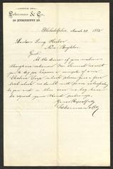 Letter from Leberman &amp; Co., Philadelphia, Pa., March 20, 1882