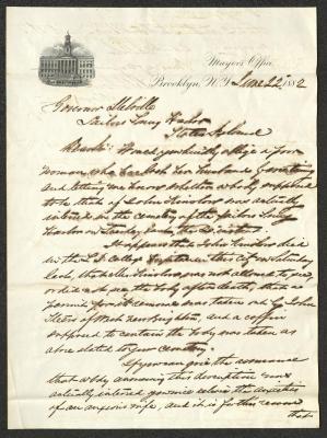 Letter to Captain Thomas Melville, Governor of Sailors' Snug Harbor, from Seth Low, Mayor, Brooklyn, N.Y., June 22, 1882