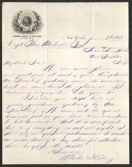 Letter to Captain Thomas Melville, Governor of Sailors' Snug Harbor, from Martin I. Cooley, of Bates, Reed &amp; Cooley, June 6, 1882