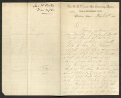 Letter to Sailors' Snug Harbor from James H. Fortes, March 20, 1885