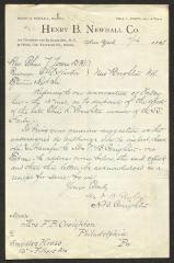 Letter to Rev. Chas. [Charles] J. Jones, Chaplain of Sailors' Snug Harbor, from H. B. Creighton, November 16, 1885