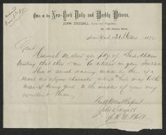 Letter from John Dougall, New York Daily and Weekly Witness, May 31, 1872