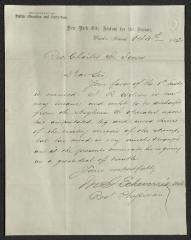 Letter to Rev. Charles J. [John] Jones, Chaplain, Sailors' Snug Harbor, from M. G. [Manuel Gonzales] Echeverria, Physician, N.Y. City Asylum for the Insane, October 4, 1872
