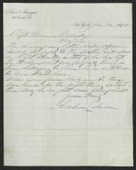 Letter to Captain Thomas Melville, Governor of Sailors' Snug Harbor, from Ambrose Snow, of Snow &amp; Burgess, January 12, 1874