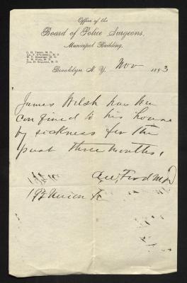 Letter to Captain Gustavus D. S. Trask, Governor of Sailors' Snug Harbor, November 10, 1893