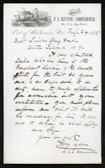Letter to the Superintendent of Sailors' Snug Harbor, from Henry Tyson, U.S. Shipping Commissioner, Baltimore, MD, February 24, 1876